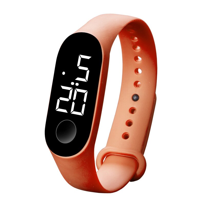 électronique nouvelle montre numérique Silicone Bracelet Bracelet montre pour femmes hommes unisexe montres LED Sport écran tactile étanche: White light Orange