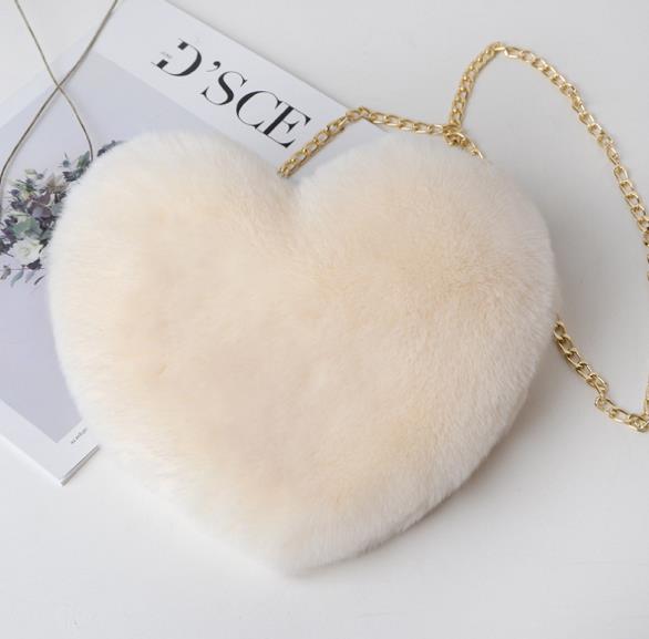 Women Heart Shaped Bag Female Chain Messenger Bag Plush Love Shoulder Crossbody Bag Valentine's Day: G