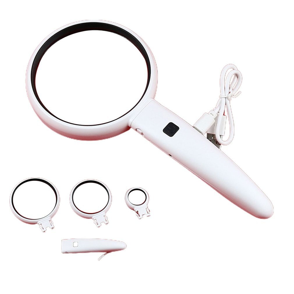 Handheld Reading Magnifier 3 Groups Of Lenses With Different Magnification Portable Magnifier With LED Light