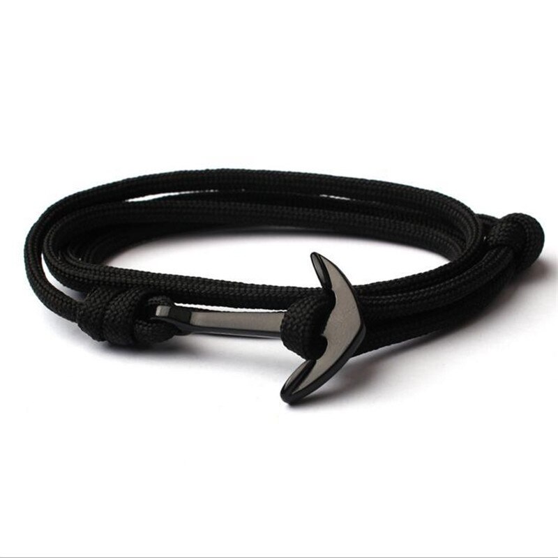 Männer Armbinde Schwarz Legierung Anker Armbinde mehrschichtig Nylon Seil Kette Paracord Armbinde Für Frauen Männer Marine Stil SL014: 6