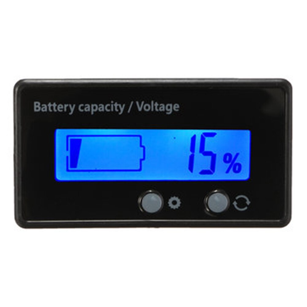Gauge Buttons Voltage Meter Lithium Car Lead Acid Battery Backlit Universal Battery Capacity LCD Display Monitor Backlit Display: Blue