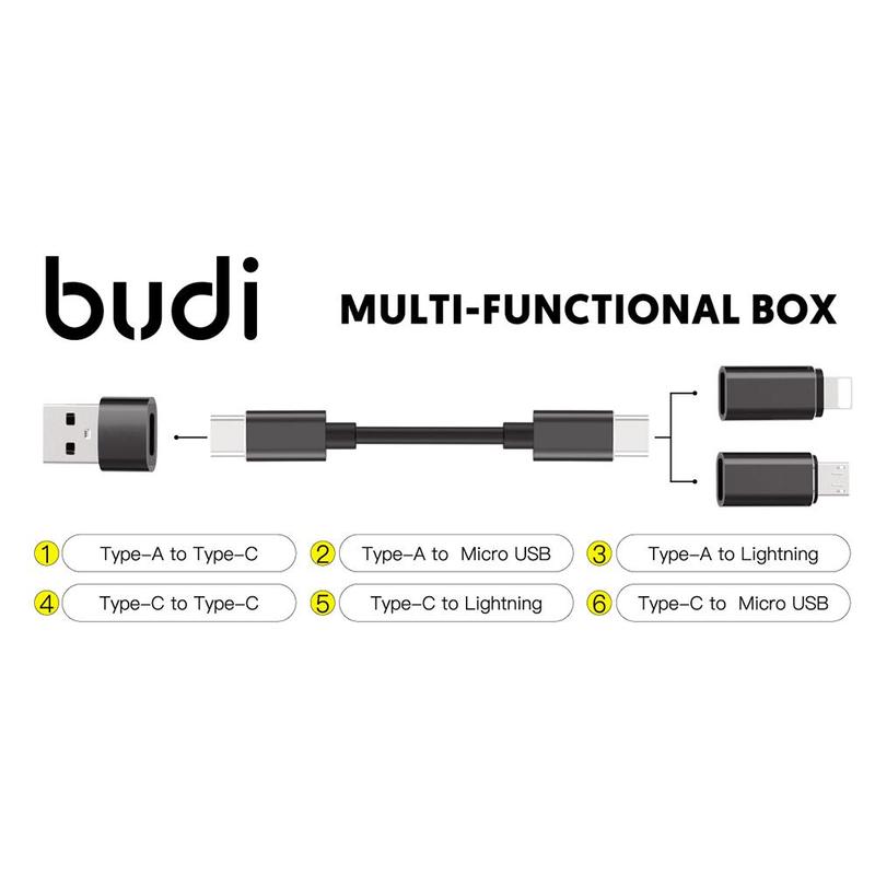 BUDI-adaptador inteligente multifunción, tarjeta de almacenamiento, Cable de datos, caja USB Universal para iPhone, Xiaomi, Huawei, suministros de teléfono portátiles