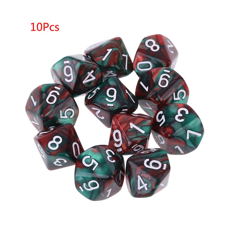 10pcs/set 10 Sided D10 Polyhedral Dices Numbers Dials Desktop Table Board Game Accessories Educational Toys: 2