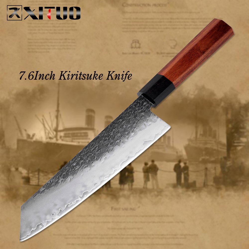 XITUO Kitchen Chef Knife Three-layer Steel Handmade Forged Sharp Cleaver Kiritsuke Boning Santoku Paring Knives Cooking Tools: Kiritsuke Knife