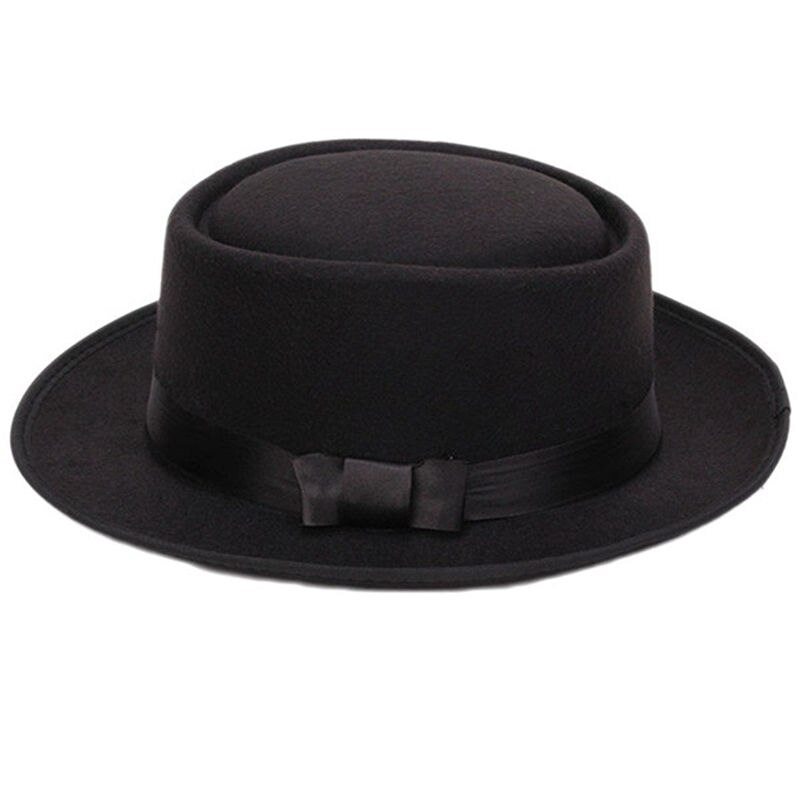 Women Men Cool Classic Jazz Hats Fedora Trilby Hat Blower Hats with Bowknot (Black)