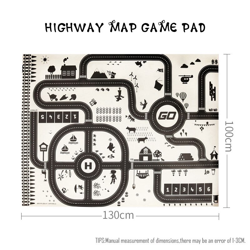 Road Kaart Tapijt Voor Kinderen 130*100Cm Parkeerplaats Routekaart Stad Verkeer Kaart Van Road Tapijt Verkeersborden baby Klimmen Play Mat Speelgoed: Parking Map