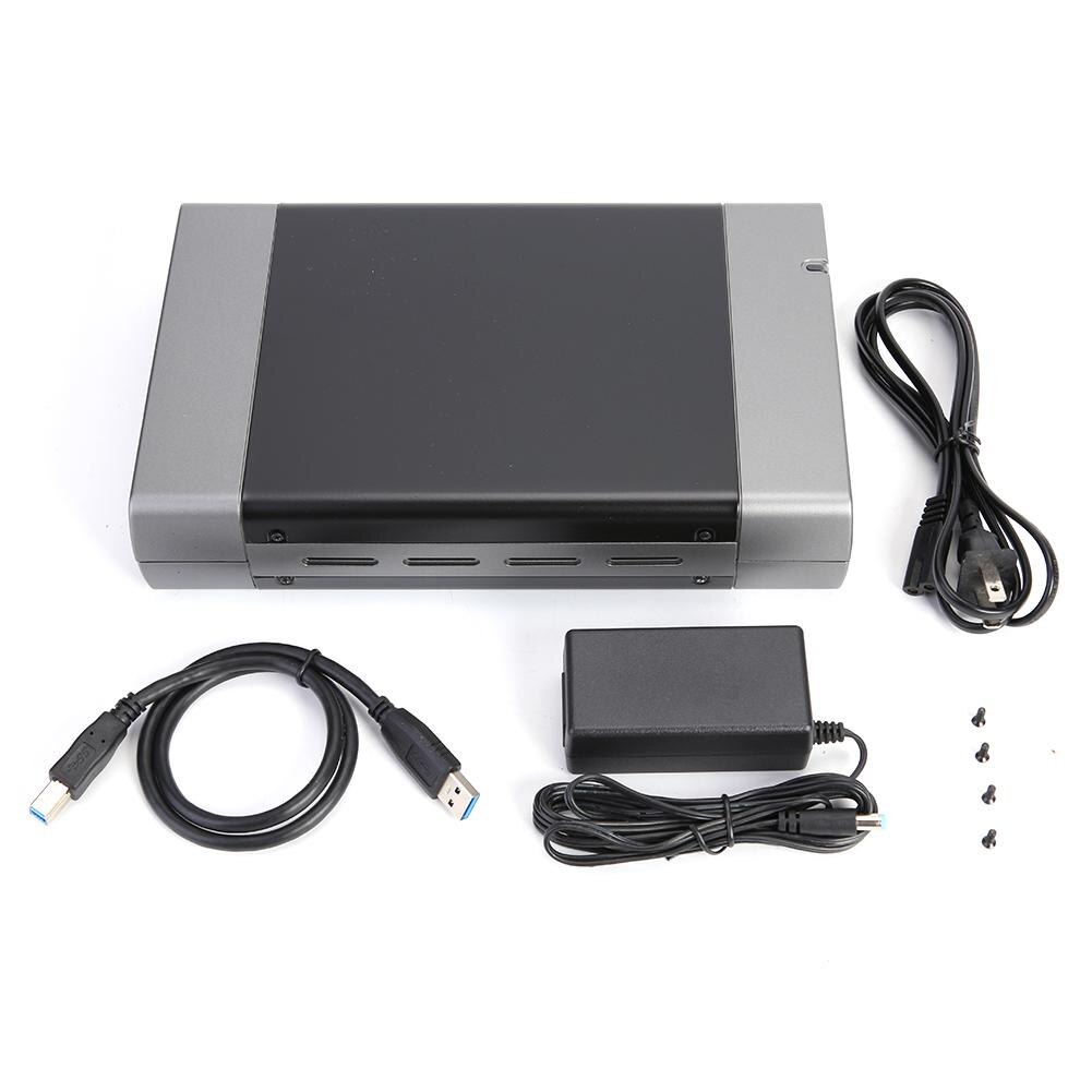 5.25 inch Aluminum Alloy Hard Disk Case Portable Upper and Lower Cover Structure USB3.0 to SATA USB-B Adapter Support 8T: US plug