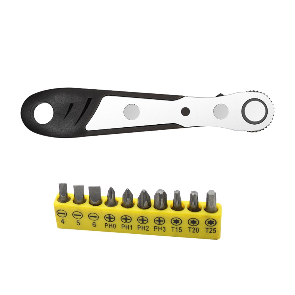 Hexagon Ratelsleutel 1/4Inch Mini Quick Release Socket Gereedschap Huishoudelijke Handvat Reparatie Wrench Voor Auto Voertuig: black set 11 pcs