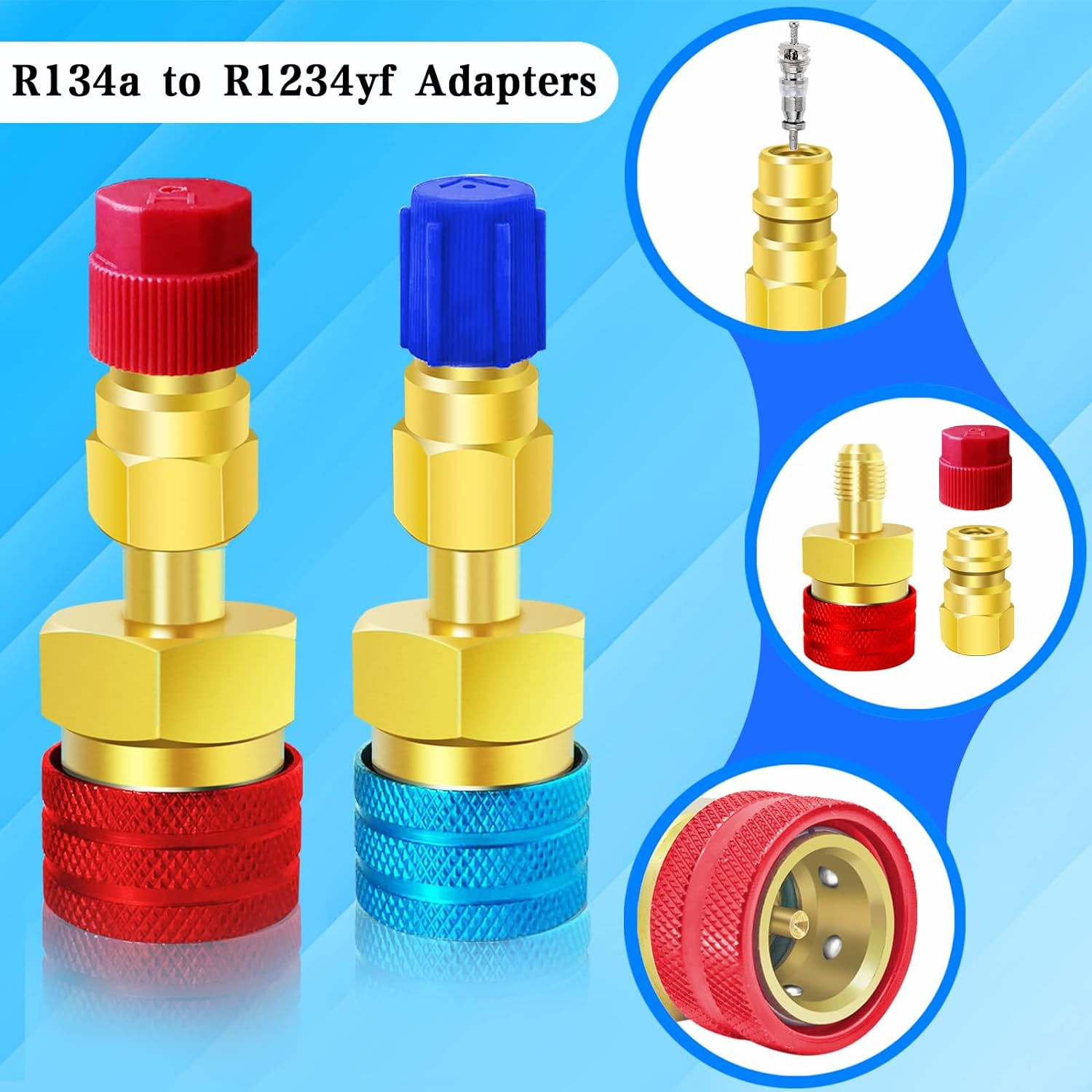 R1234YF Quick Coupler Adapter R1234YF Refrigerant Quick Couplers Kit,R1234YF to R134A Hose Adapter High and Low Side