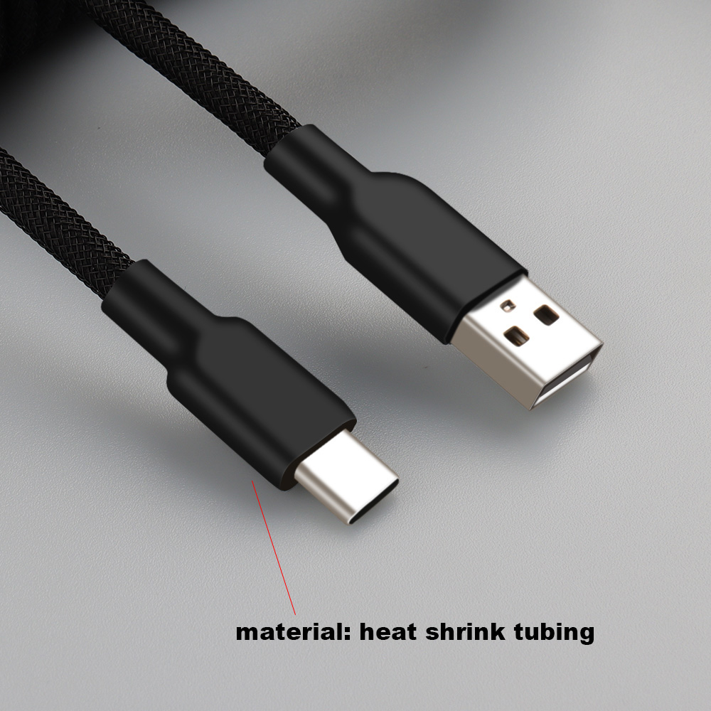 Cable de teclado Usb en espiral LANO, teclado en espiral negro, Cable Usb tipo C, conector de aviador de Metal, Cable de teclado Usb GX16 para juegos