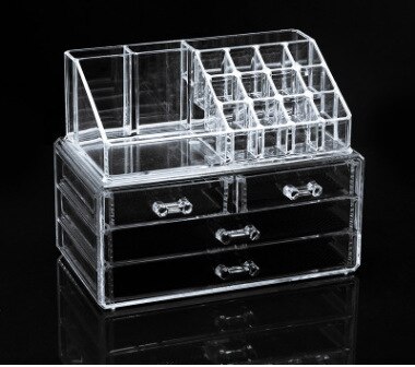 Acrylic transparent Makeup Organizer Storage Boxes Make Cosmetics Brush Organizer home Drawers Cotton Swabs Stick Storage case: 3