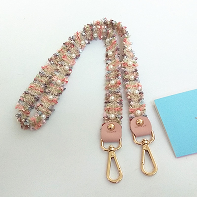Perle armure ceinture sacs accessoires pour femmes rose réglable épaule cintre sac à main sangles décoratif poignée ornement