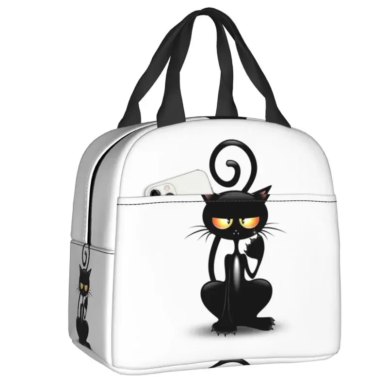 Aangepaste zwarte kat lunchtas dames warme koeler geïsoleerde lunchcontainer box voor student schoolwerk picknick voedsel draagtassen: green