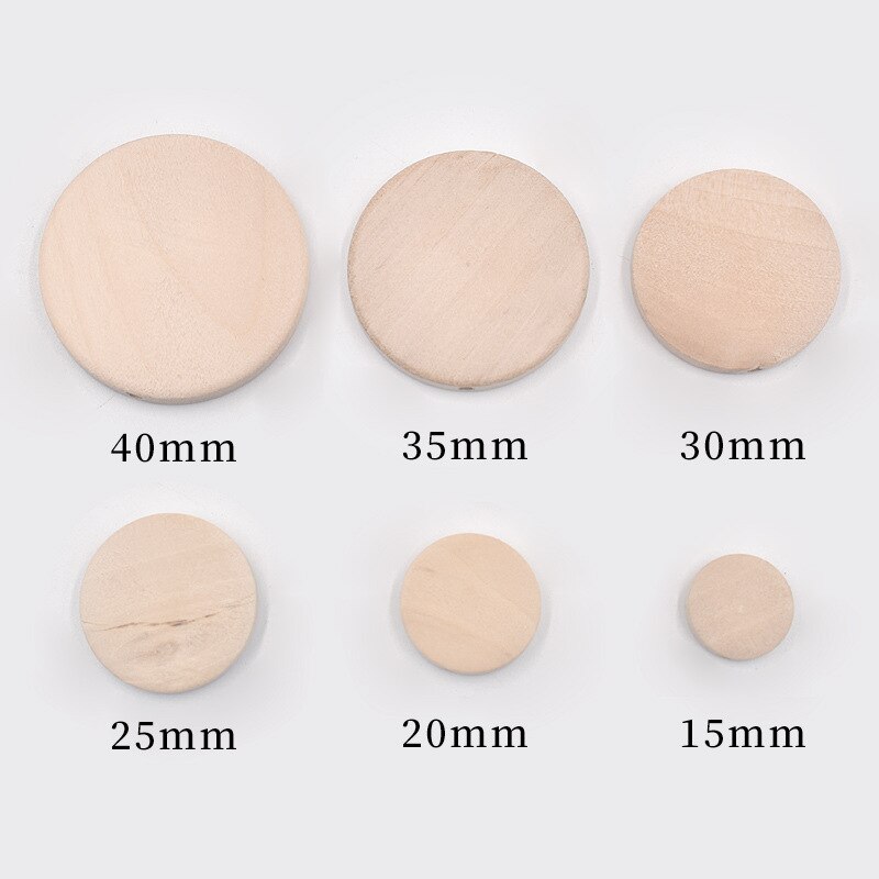 15-40mm Round Wood Discs Unfinished Wood Circles Wood Rounds Wooden Cutouts with Holes for DIY Crafts Christmas Wedding Decor