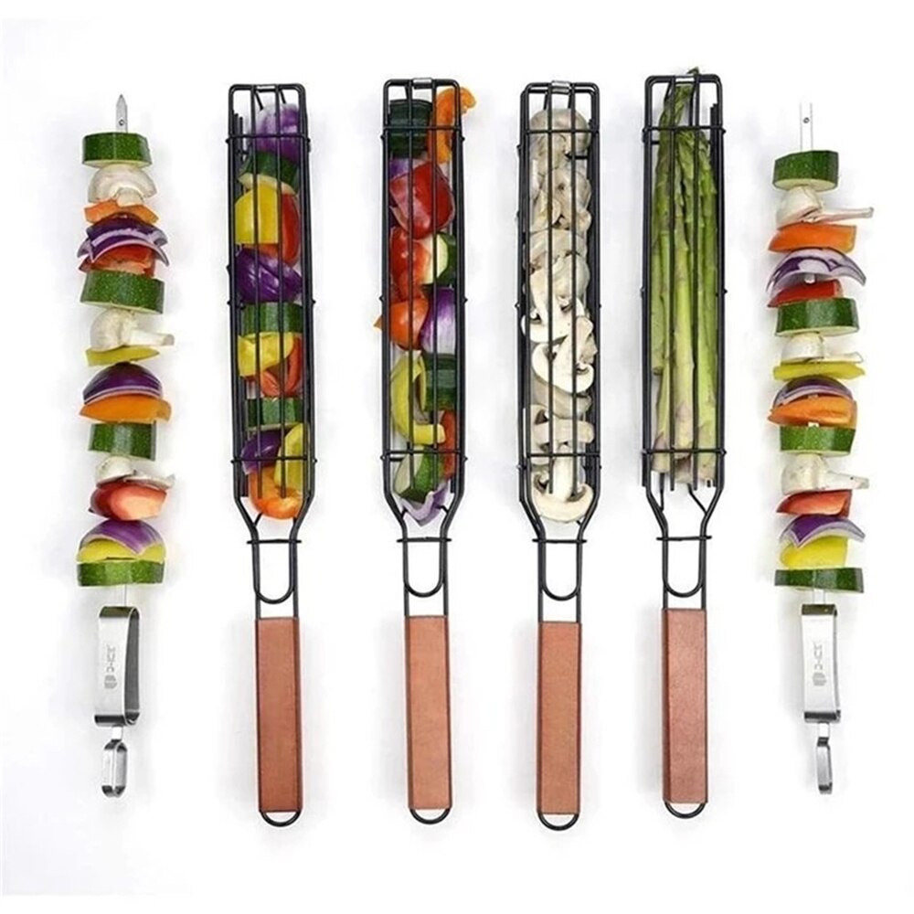 Mallas de malla de acero inoxidable para barbacoa, asador de pescado portátil, herramientas para cesto, accesorios de cocina Y5 #, 1/2 unidades