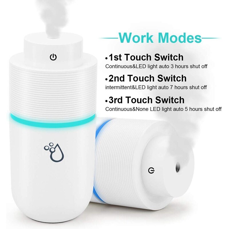 Car Diffuser, Cold Fog Air Car Humidifier Air Freshener USB Ultrasonic Diffuser with 7 Kinds of Color LED Lights, Suitable for C