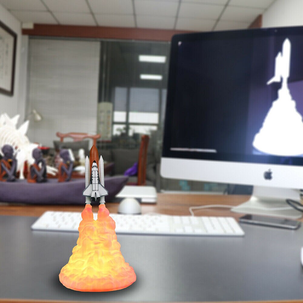 3D Print Space Shuttle Rocket Night Light LED Table Desk Lamp Room Decor