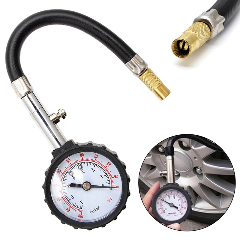 0-100PSI Auto Truck Auto Motor Band Band Luchtdrukmeter Dial Meter Tester