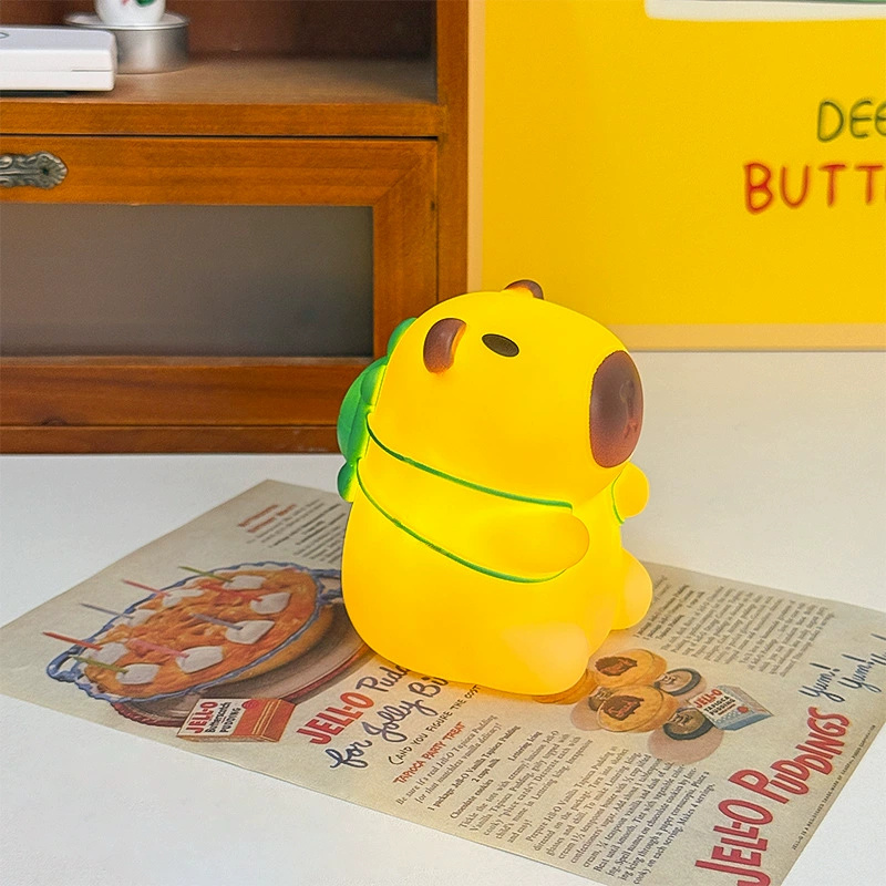 Veilleuse en plastique dauphin mignon, cochon d'inde, batterie, de décoration de bureau, papeterie , 2025: YELLOW