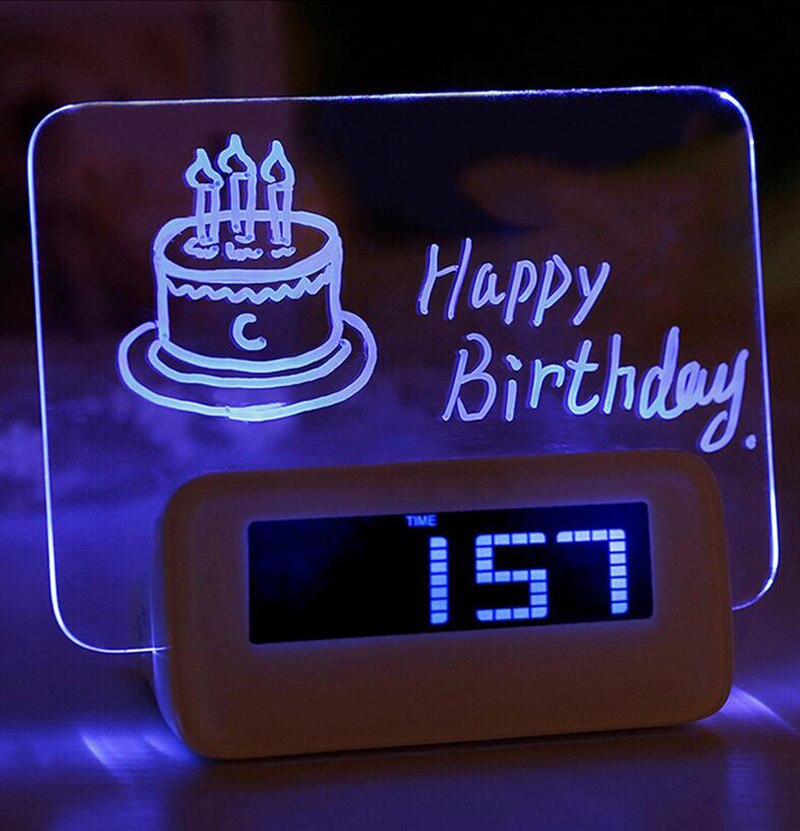 Creativity LED Leave A Message Alarm Clock Student Couple Birthday Valentine Desktop 4 USB Powered Clocks Table Home Decor