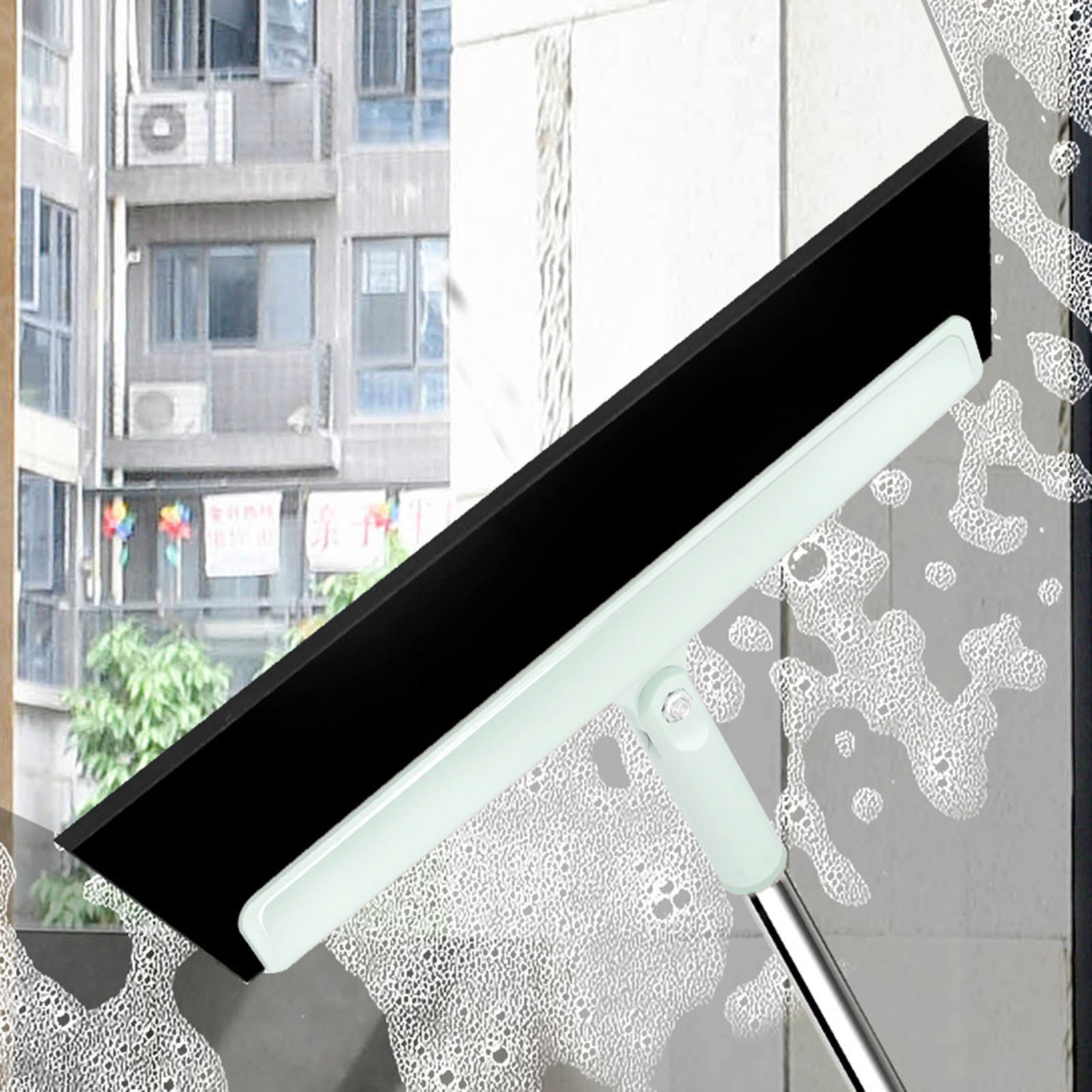 Floor Squeegee Scrubber Long Adjustable Household Broom Water Foam Cleaning for Garage Courtyard Shower Bathroom Pet Hair