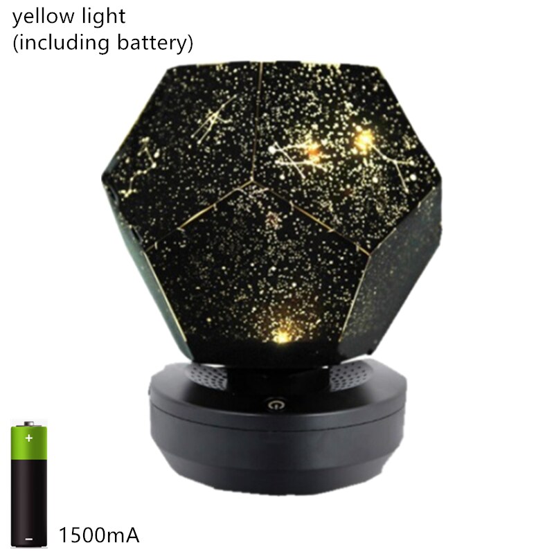Galaxy sky projektor stjerne nat lys led lampe indretning med batteri fjernbetjening soveværelse belysning værelse romantisk 3 farver personali: Batteri gul