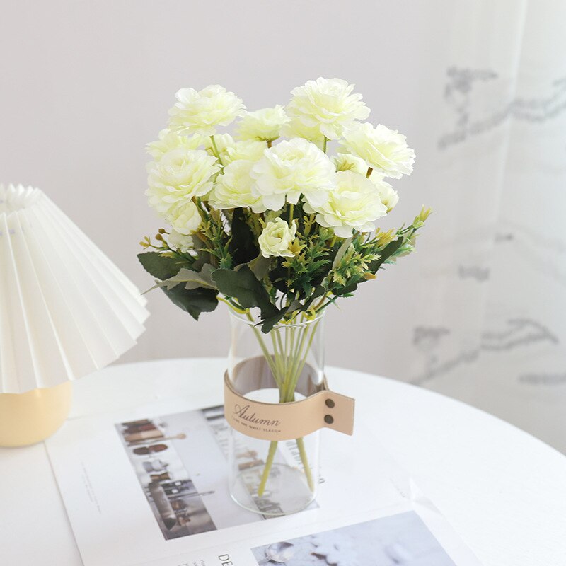 Roze Kunstbloemen Zijde Pioen Met Plant Laat Papieren Bloemen Muur Decor Bruiloft Decoratie Herfst Blumen Craft Moederdag