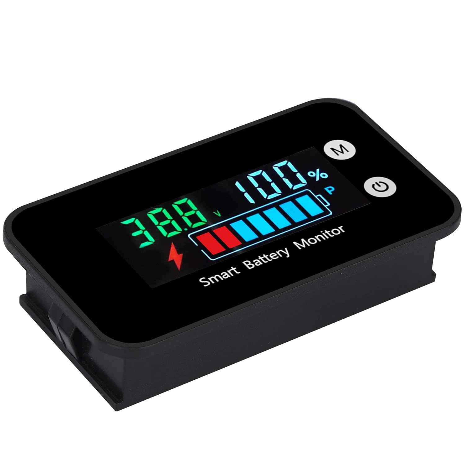 Waterdichte batterijmonitormeter 7-100V auto motorfiets golfkar batterijcapaciteitstester met zoemeralarm en temperatuur