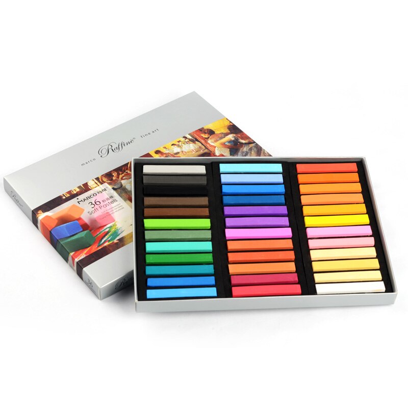 Marco de rafia de 12/24/36 colores, pasteles suaves artísticos, tiza para dibujar y pintar, juego de pintura de arte, pincel de cera seca: 36 Colors Pastel