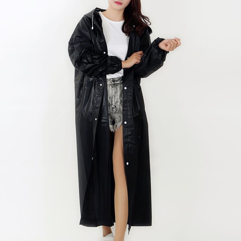 Chubasquero de EVA grueso de para mujer, impermeable portátil para exteriores, Poncho impermeable largo de mujer para viajar, acampar y hacer senderismo
