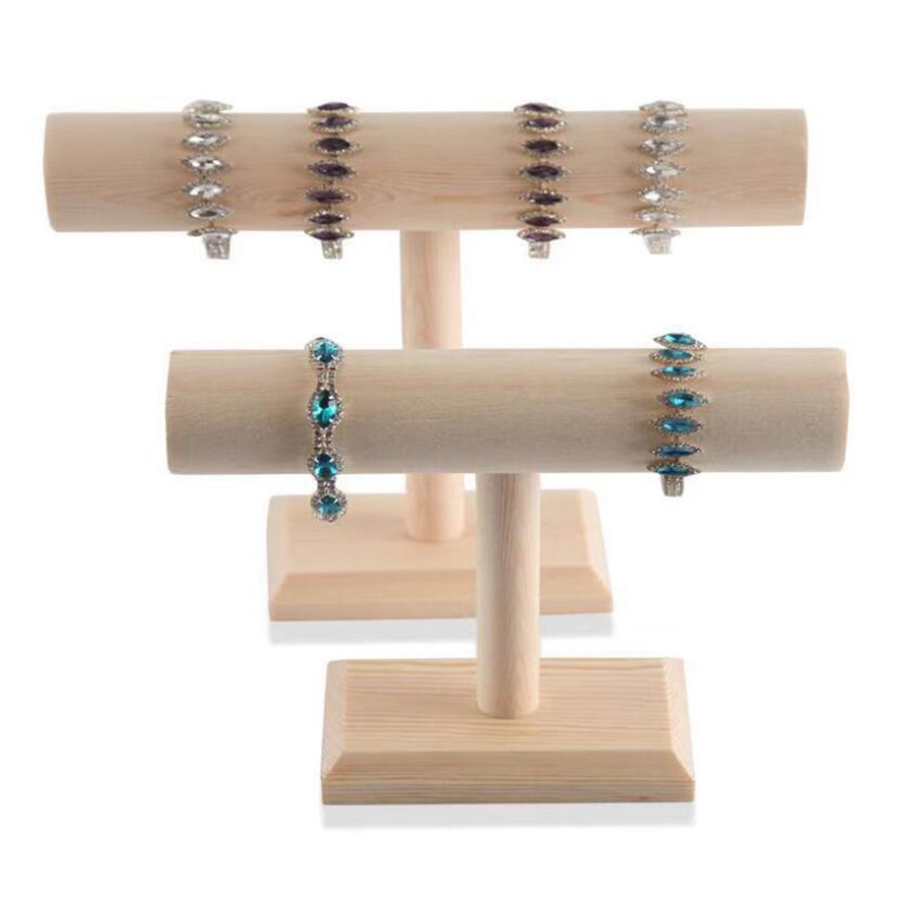 1x Armband Ketting Sieraden Show Display Stand Houder Rack Hout 1-Layer Sieraden Tonen T Bar