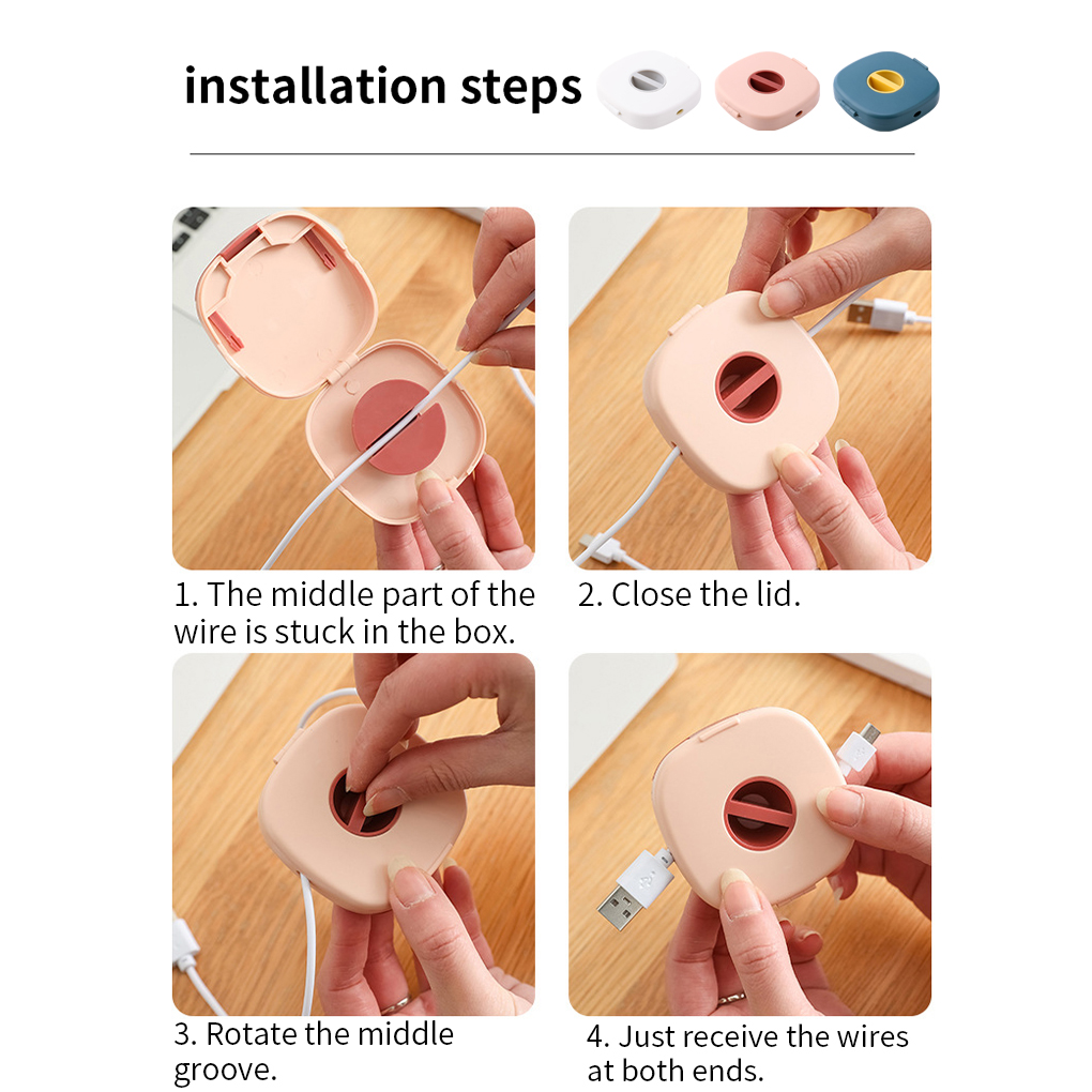 Cable Organizer Rotating Cable Winder Box Plastic Portable Wire Storage Case Phone Holder Wire Management
