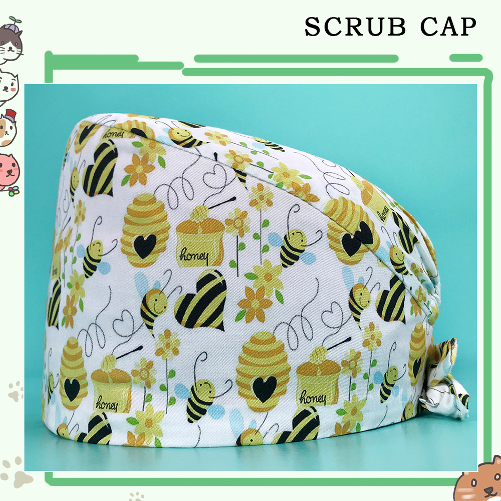 Scrubs Caps Mode Nurse Cap Dier Bedrukt Verstelbare Chirurgische Hoed Ziekenhuis Accessoires Dierenwinkel Werkhoeden: Goud