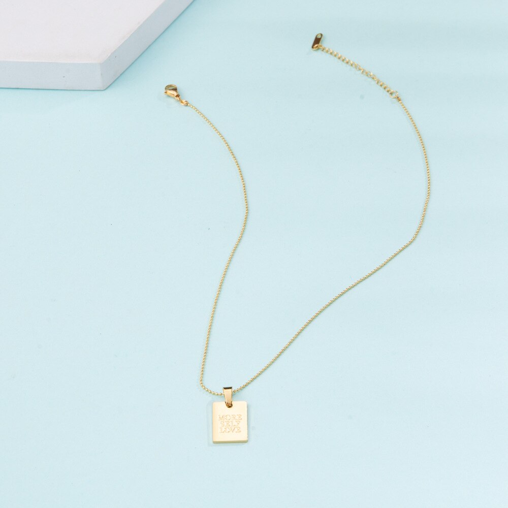 Collier avec pendentif en acier inoxydable pour femmes, couleur or, , accessoire de bijouterie, Alphabet d'amour, bénédiction