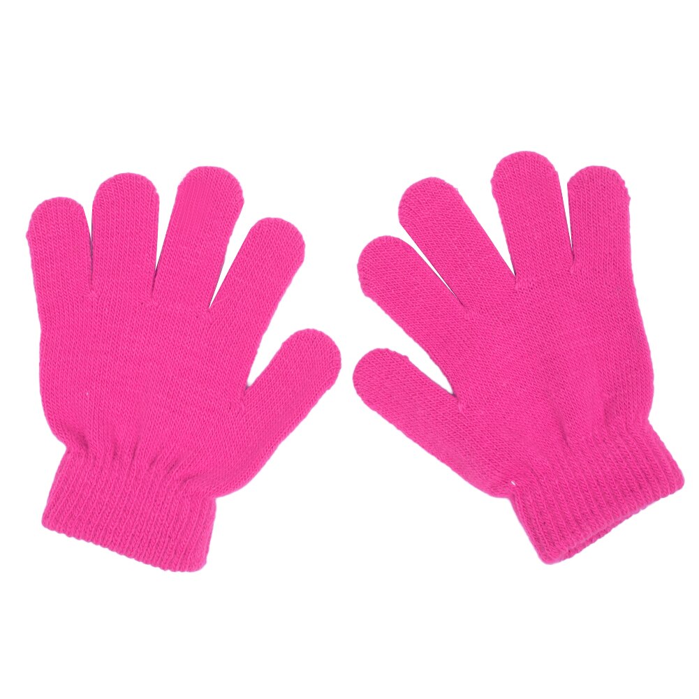 Winter Cute Baby Boys Girls Gloves Solid Color Finger Point Knit Stretch Mittens: Pink