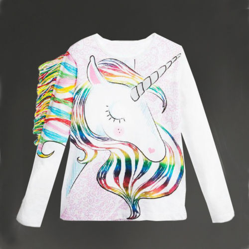 Lovely Toddler lucky child Baby Girls Unicorn Boys Cartoon Unicorn Long Sleeve Tops Kids Casual T-shirt Clothes