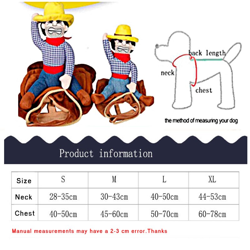 -Dog-Clothes Pet-Suit-Cowboy Rider Style Jacket Puppy Christmas Dressup Costume With Hat Halloween Cosplay Coat For Dog