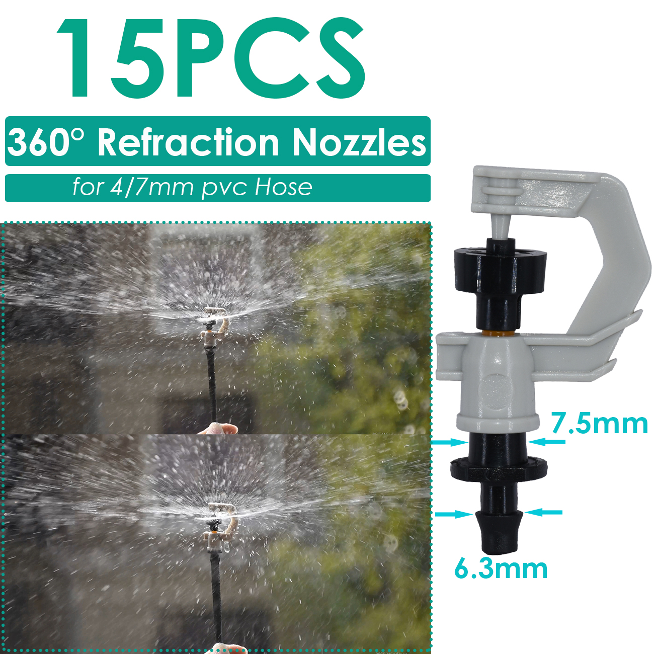 Sprycle Tuin 1/4 ''Gieter Sprinkler Druppelaar Druppelaar Irrigatie Kas Verstelbare Nevel Emitters Micro Spray Roterende Mondstuk