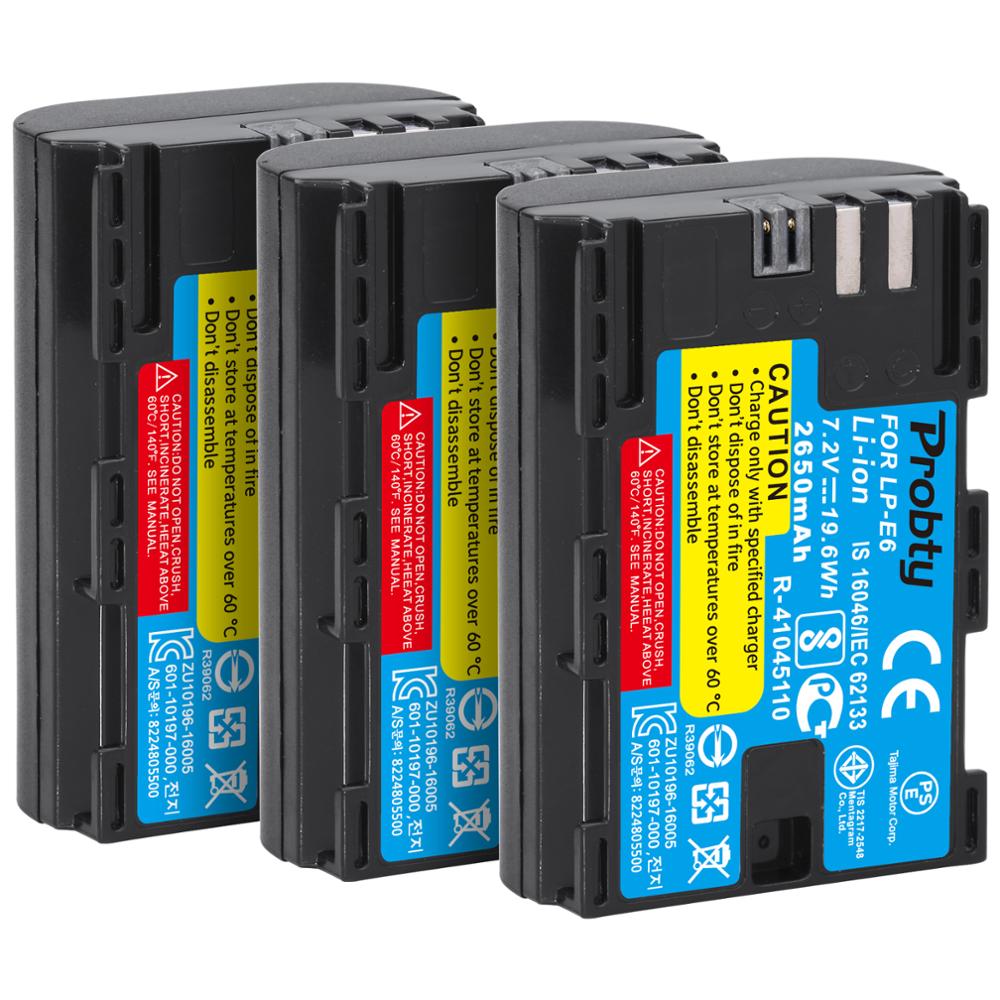 Lp  e6 e6n lp -e6 lpe 6 batteri 2650 mah för canon 5d mark ii iii iv , 80d, 70d, 60d, 6d,  eos 5ds, 5 d 2, 5 d 3, 5 dsr , 5 d 4 kamera