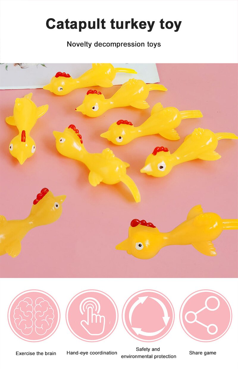 5Pcs/10Pcs Grappig Lachen Rubber Kip Stretchy Vliegende Turkije Vinger Vogels Kleverige Willekeurige Kleur Novelty Gags & praktische Grap Speelgoed