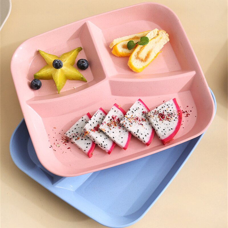 Divided Plate Compartment Plate For Food Round Plastic Salad Dinner Plates Dinnerware Plate Serving Plate Microwave Safe