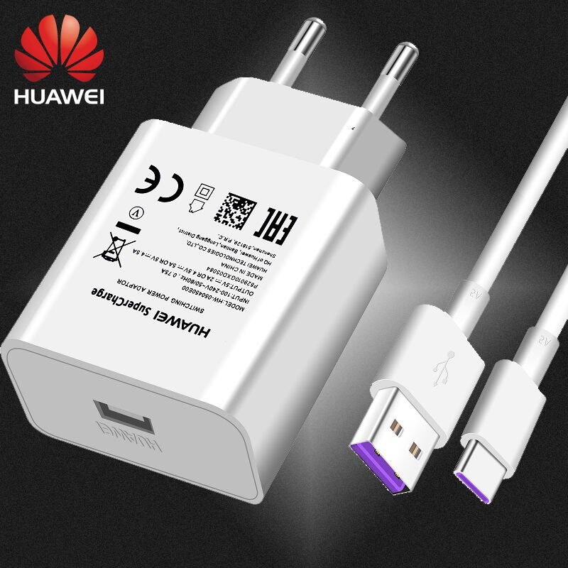 Huawei P20 P10 Pro Lite Fast Charger USB 3.0 Type C Supercharge Mate20 Pro Honor V10 7C 7X V8 Nova Lite Nova 2s 2Plus Adapter: EU with 5A cable