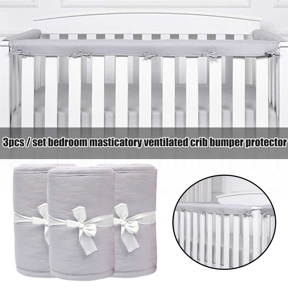 3 pçs/set Tira Anti-colisão Para Cerca Cama Quarto Casa Respirável Do Bebê Crib Bumper Protetor Fácil de Instalar