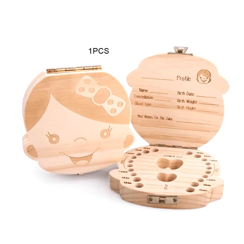 Caja de madera para guardar dientes de bebé, caja de almacenamiento de madera para dientes de leche, cordón Umbilical, caja organizadora para bebé, de madera