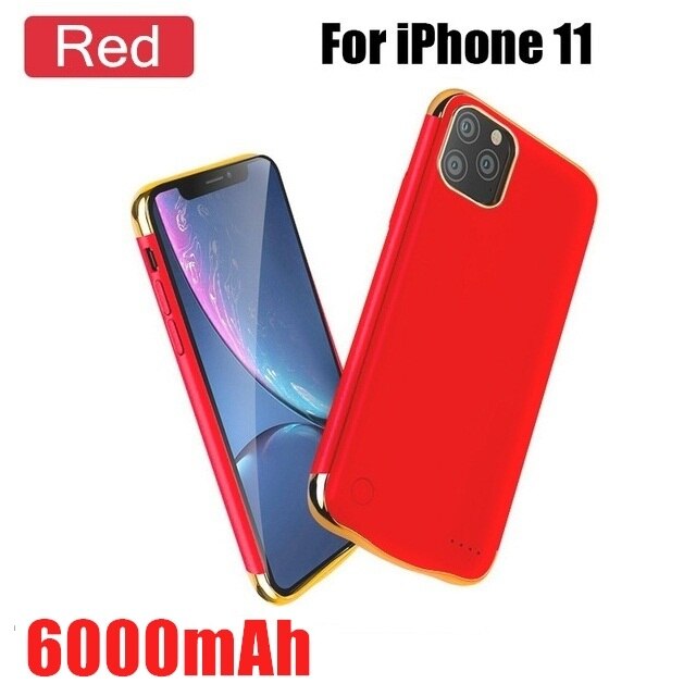10000mAh Slim etui na baterie do iPhone 11 11 Pro 11 Pro Max ładowarka do akumulatorów Power Bank etui do ładowania iPhone 11 Pro: For  i11Red