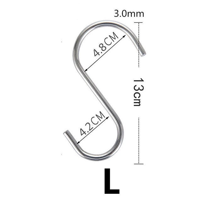 5/10Pcs S Shaped Hooks Metal S Shaped Hooks S Hook Stainless Steel Multifunctional Sundries Storage Hangers Holder Hooks & Ra: XL / light green