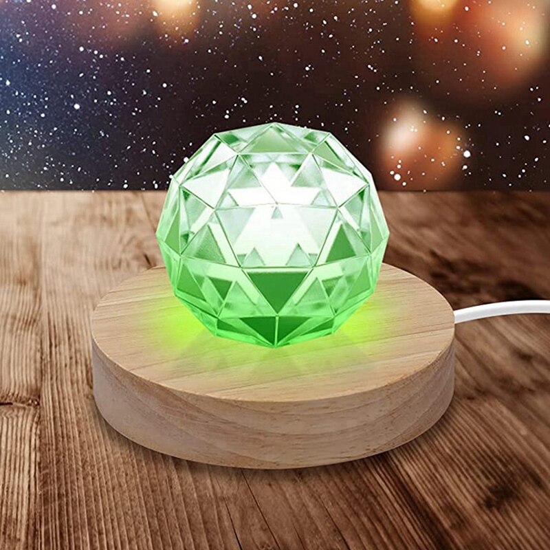 Square Wooden LED Night Light Base Dimmable Wood Lighted Display Lamp Base Stand With Remote Control For Home 3D Art