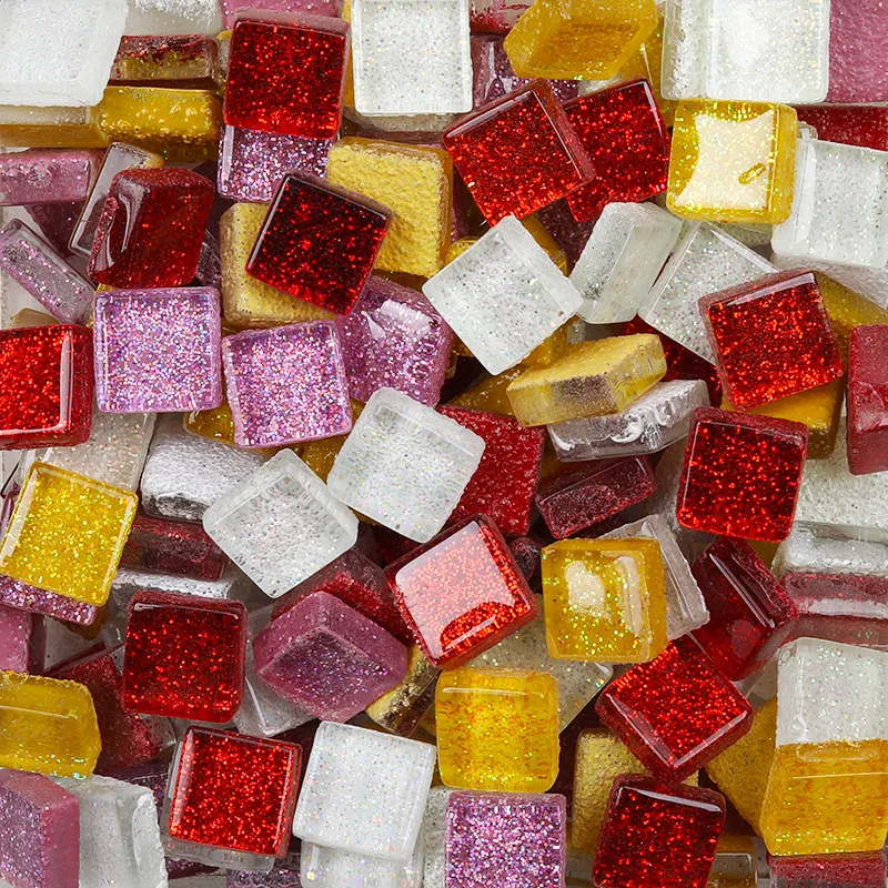 50Stck Diy mischen Farbe funkeln Glas Mosaik Steine Mosaik Fliesen Glas Kiesel Handwerk Material Puzzle Für Diy Mosaik, Der 10*10mm: 8