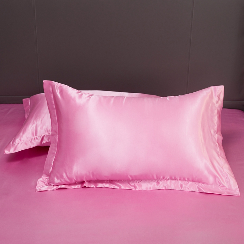 1Pc Emulatie Zijde Satijn Kussensloop Kussensloop Zijden Kussensloop 48X74Cm Diverse Kleuren Te Kiezen Standaard/Queen: pink