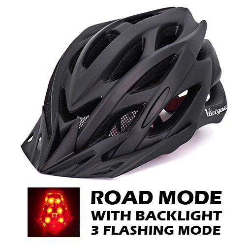 VICTGOAL Fahrrad Helm Licht Radfahren Helm Sonnenblende LED-hintergrundbeleuchtung Sicherheit MTB Berg Straße Fahrrad Helme Angeformten: Schwarz LED